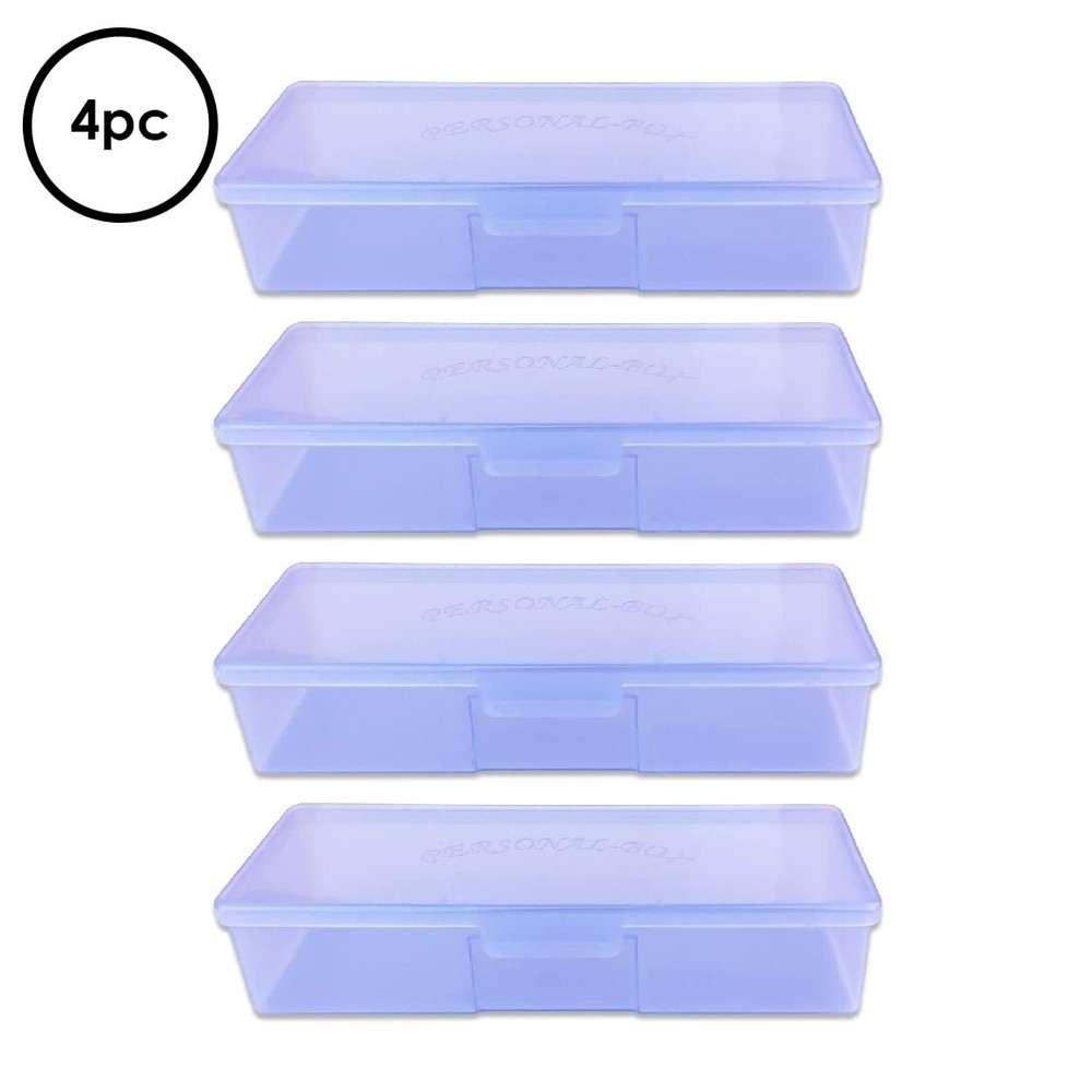4pcs Large Plastic Manicurists Personal Box Storage Case Container Purple