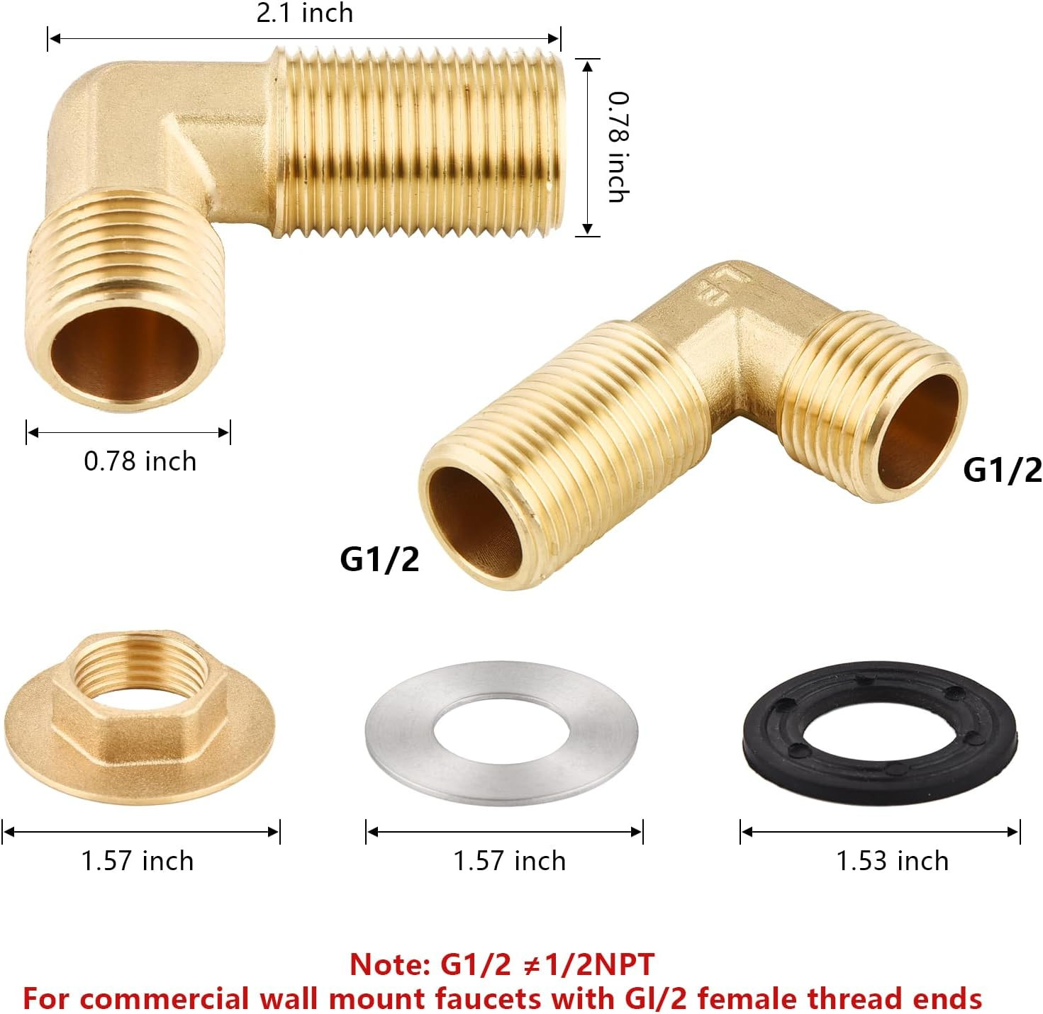 Wall Mount Commercial Faucet Installation Kit 90° Lead-Free Backsplash for Stain gallery