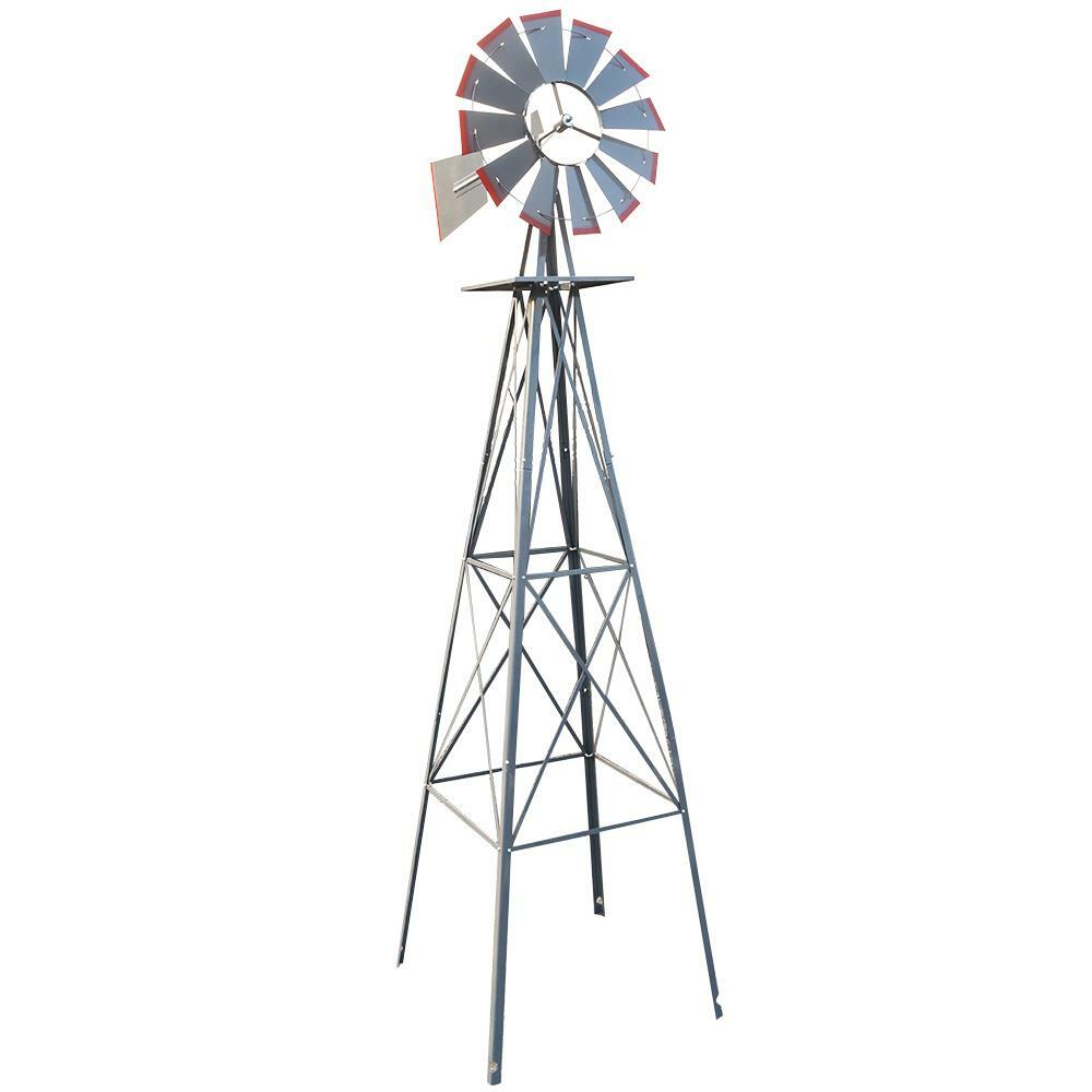 8ft Ornamental Outdoor Garden Windmill Weather Wind Vane-Galvanized w/ Tips Gray gallery