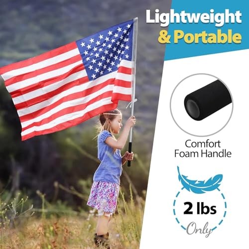 Portable Flag Pole, 5 Ft Flag Poles for 3x5 Flags Outdoor, American 5 FT White gallery