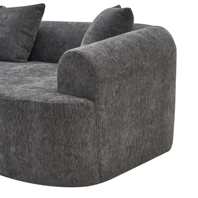 Curved Boneless Sofa,Compression Modular 106'' Sectional,Grey High-Density Gray gallery