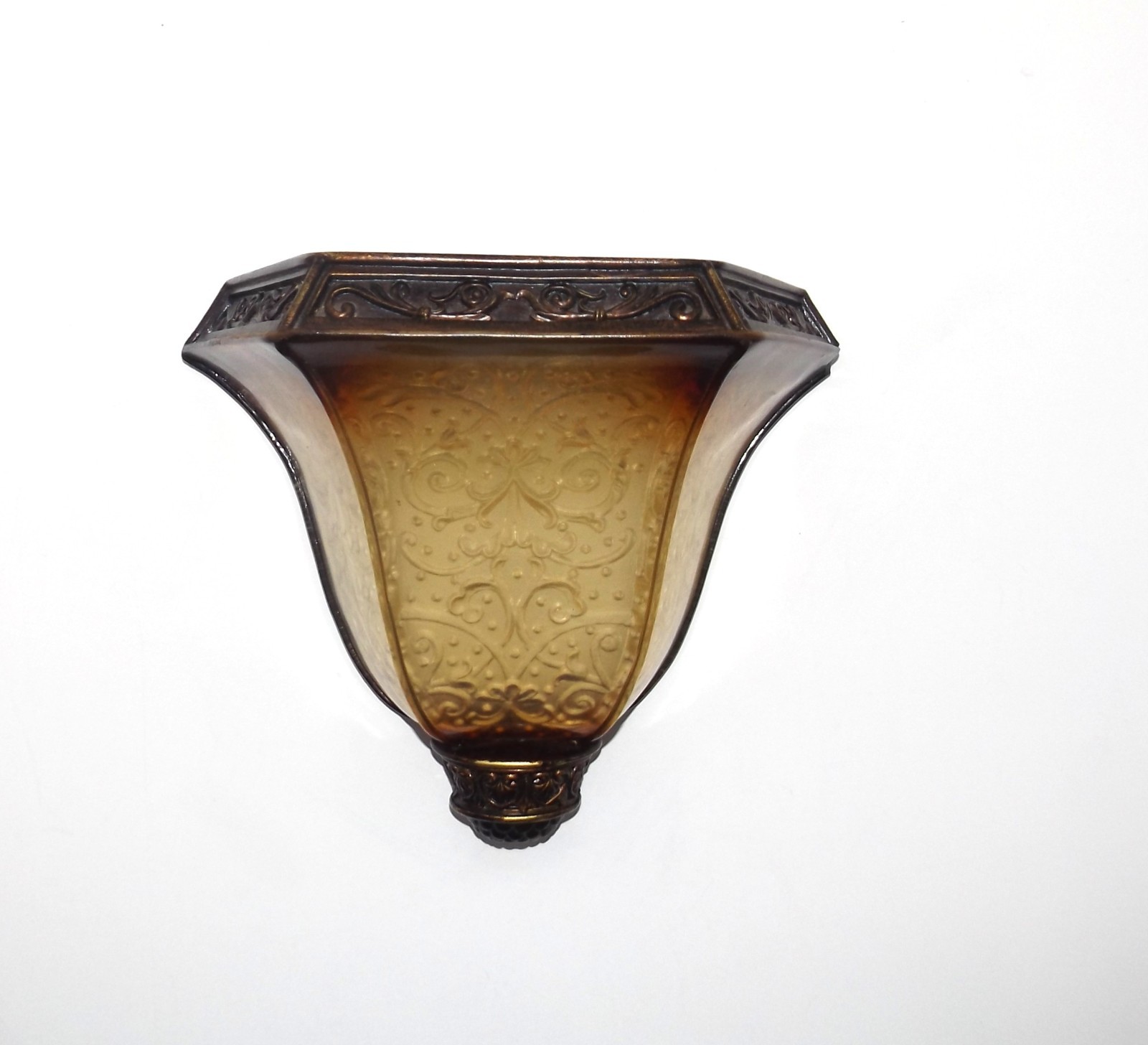 Vintage Resin Renaissance Style Amber Fleur De Lis Design Wall Sconce Shelf gallery