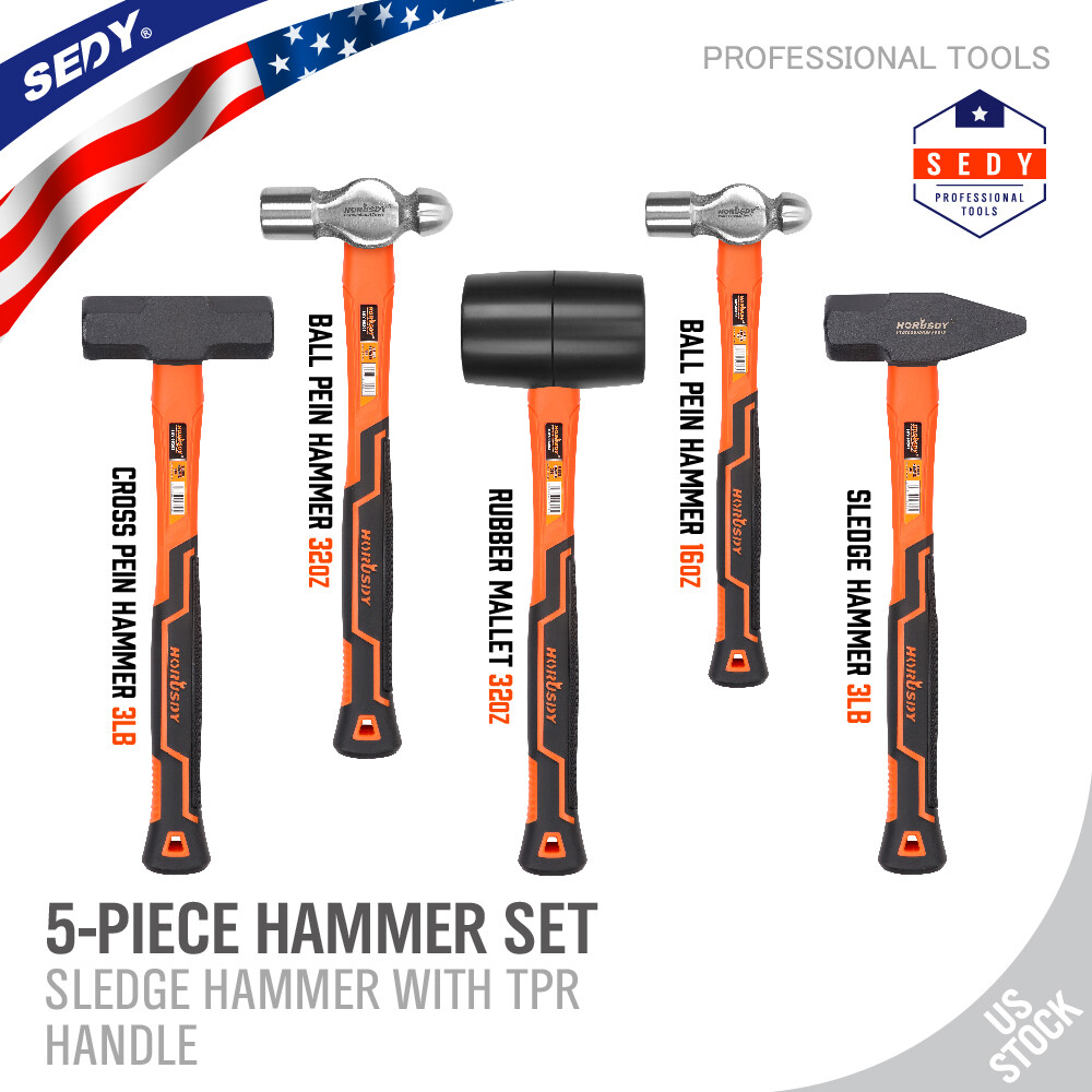 5 Piece Hammer Set Professional Blacksmith Propane Forge Tool Shop Garage Kit gallery