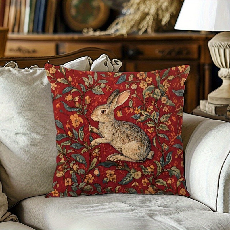 1 Piece Vintage Red Rabbit Easter Pillow Cover Holiday Sofa Decoration gallery