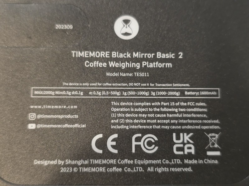 TIMEMORE Black Mirror Basic 2 coffee scale w/Timer 2kg/0.1g TES011 FREE S&H gallery