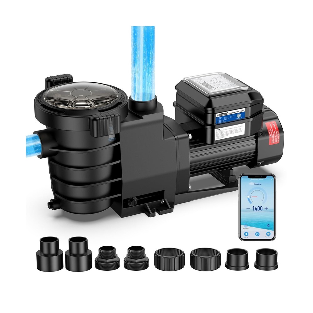 CrestWave Smart Variable Speed Pool Pump 1.5HP, Smart Life APP Control, 38 dB...