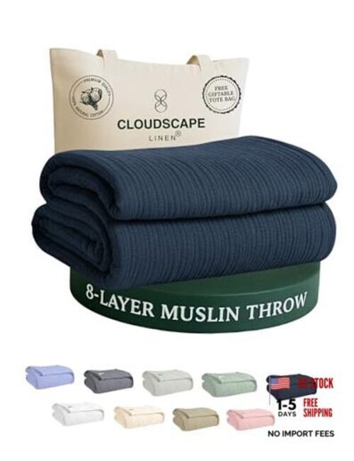 CLOUDSCAPE 8 Layer Muslin Throw Blanket - 100% Throw (50"x70") 01: Ensign Blue gallery