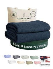 CLOUDSCAPE 8 Layer Muslin Throw Blanket – 100% Throw (50″x70″) 01: Ensign Blue