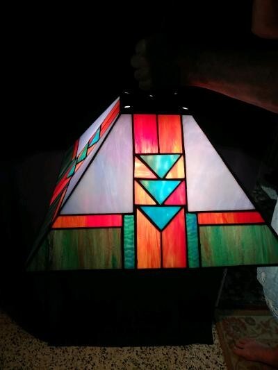 Stained Glass Hanging 4 SIDED PYRAMID Lamp ~ gallery