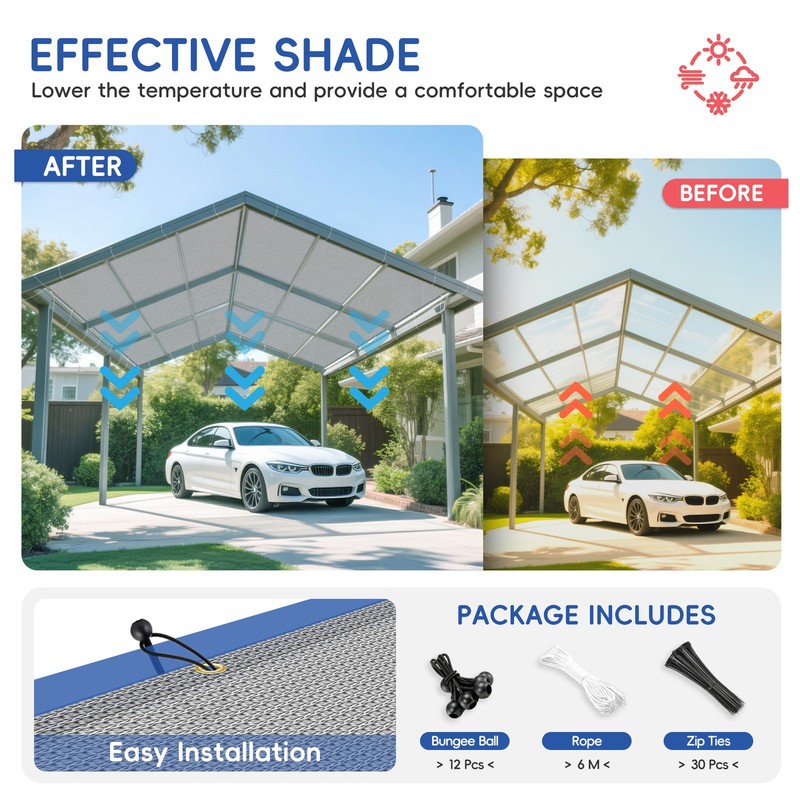 TANG Gray Straight Side Rectangle Permeable Sun Shade Patio Canopy w Grommets gallery
