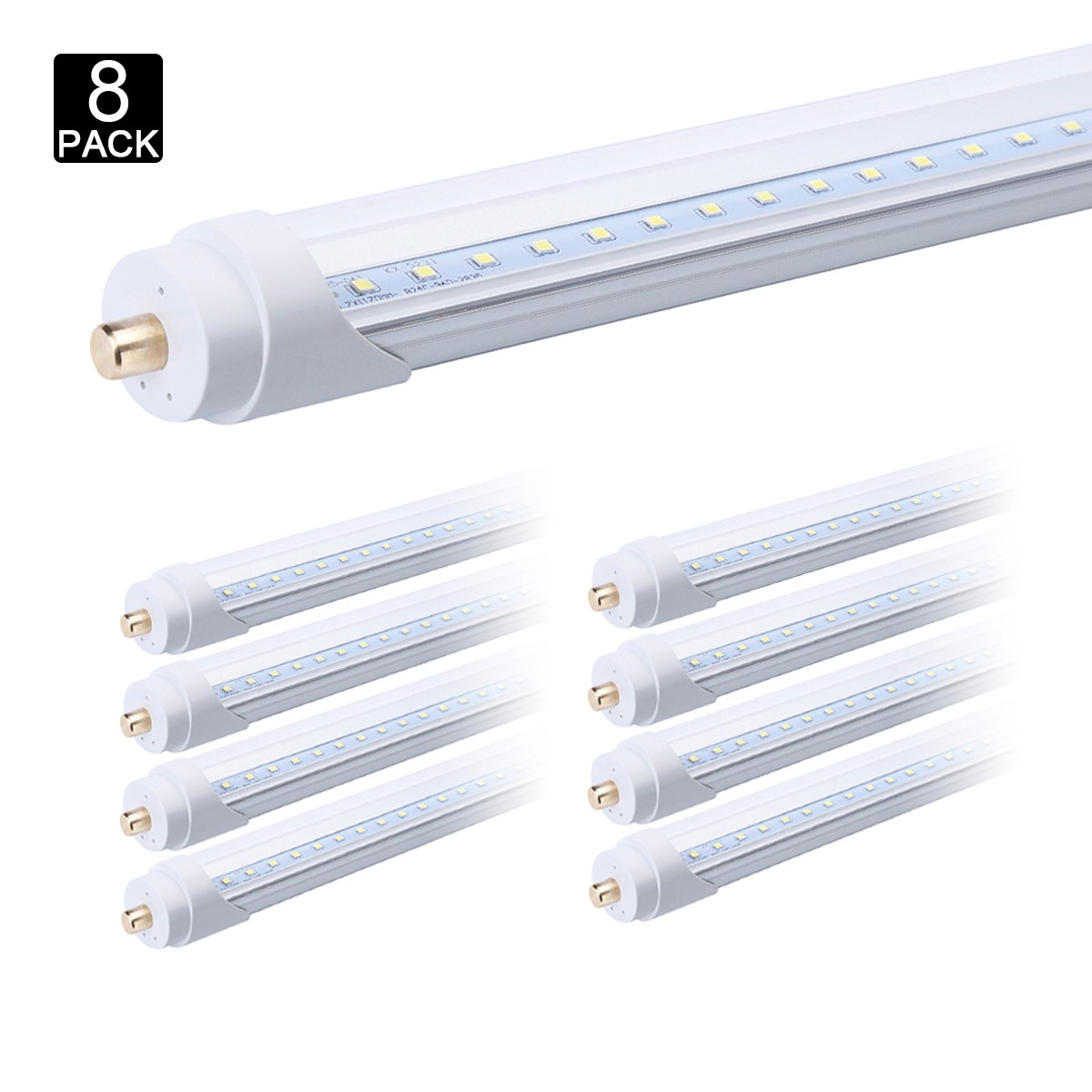 8 Pcs T8 8FT Led Bulbs FA8 Single Pin Led Tube Light 45W 8' Led Shop Light 6000K gallery