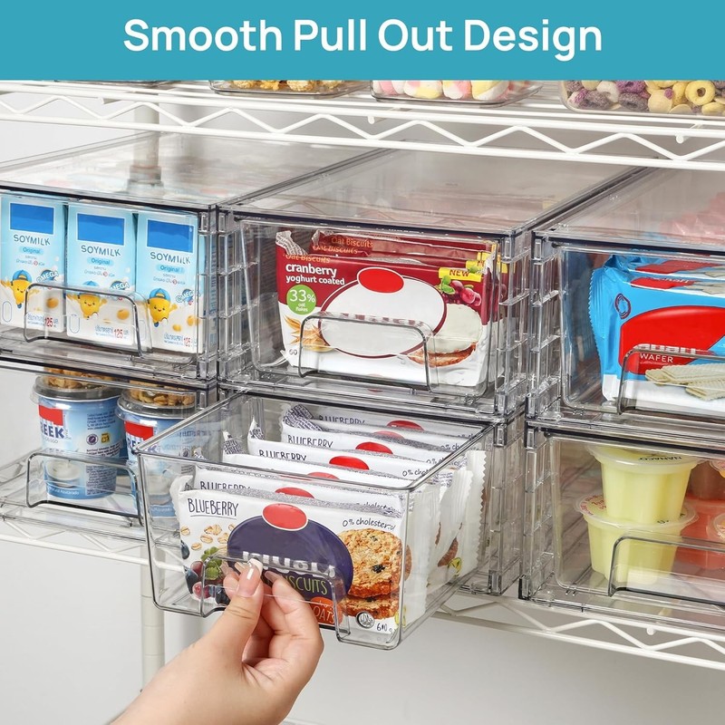 Vtopmart 4 Pack Large Stackable Storage Drawers, Clear Acrylic, 12"Lx7.5"Wx4.4"H gallery