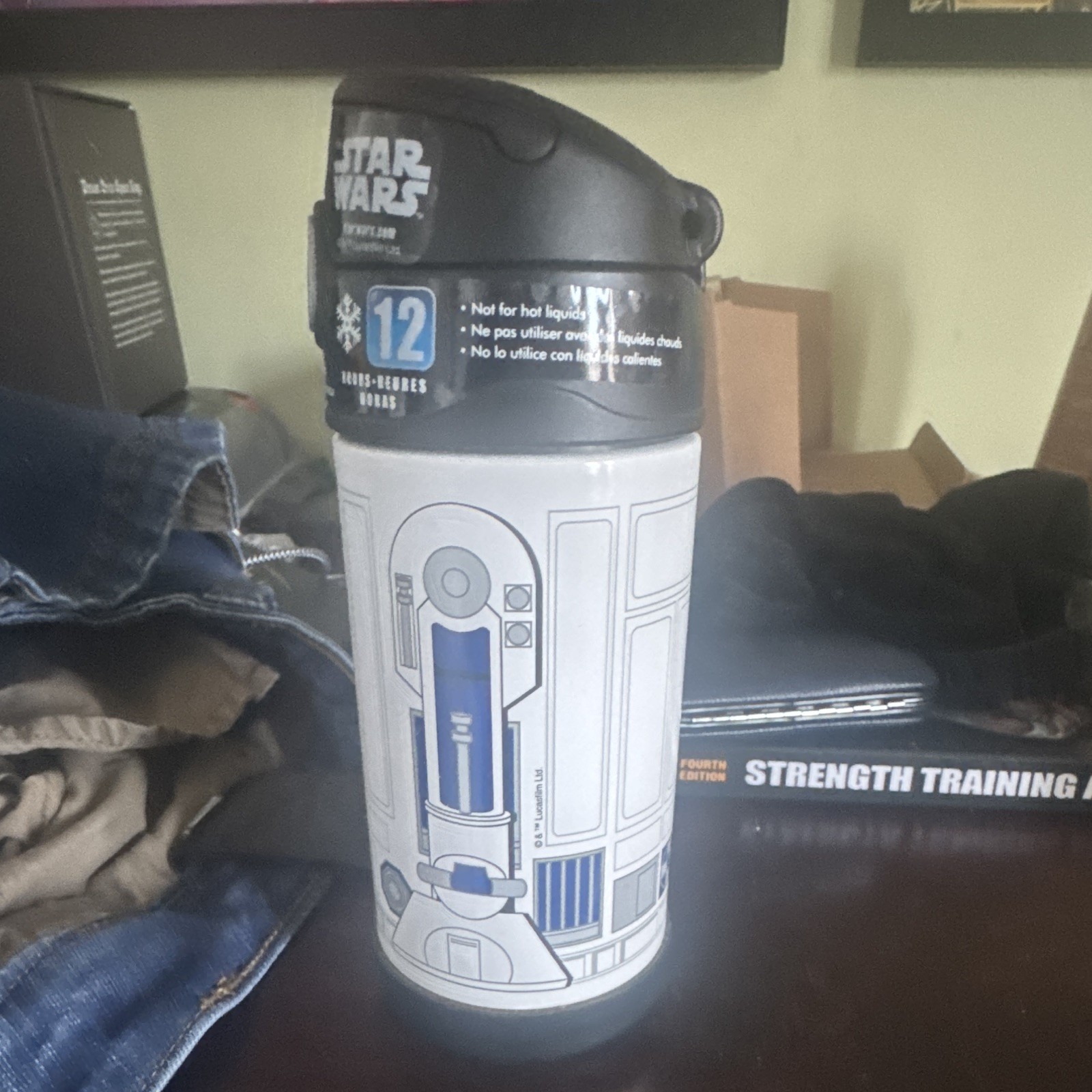 Thermos FUNtainer Star Wars R2-D2 12oz Stainless Insulated Bottle Flip Straw Lid gallery