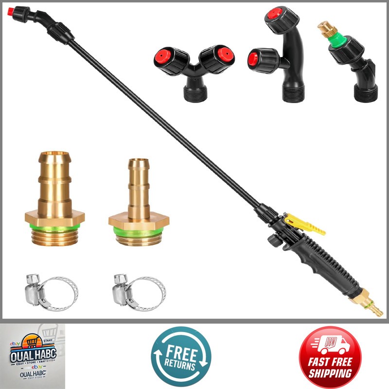 Acid Resistant Sprayer Wand 1/4" 3/8" Brass Barbs 4 Nozzles Pump Wand Replacemen gallery