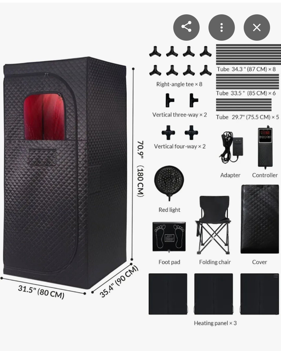Veloqore Portable Carbon FAR Infrared Sauna Box Red Light Timer 31.5x35.4 gallery