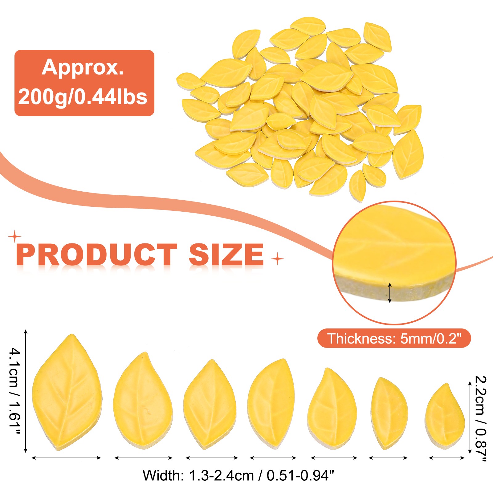 "Leaf Mosaic 0.44LB for Crafts, Decoration, Yellow" gallery