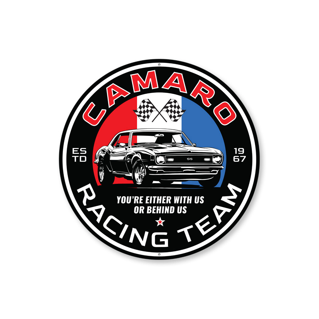 Camaro Racing Team Either With Us Or Behind Us Metal Sign Chevy Chevrolet Car gallery