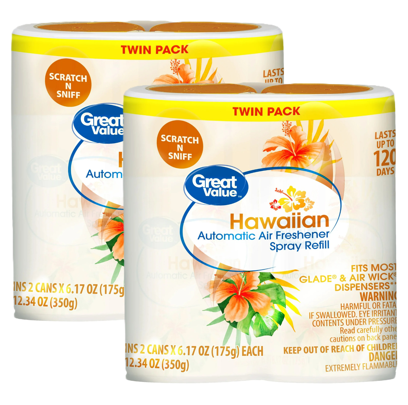 Great Value Automatic Air Freshener Spray Refill, Hawaiian, 4 pieces gallery