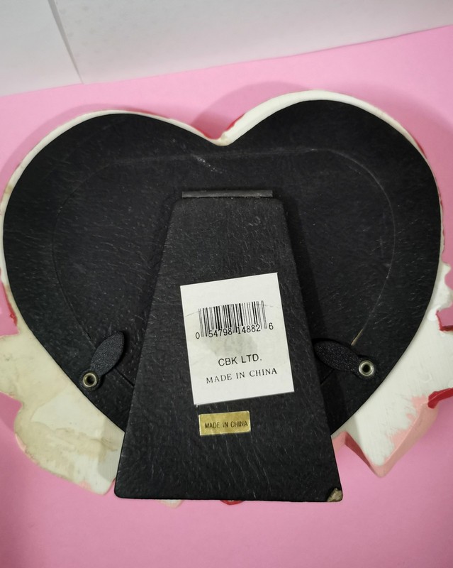 Valentine Heart ❤️ 3D Picture Frame Resin w/ Cupid Bear 💘 Holds 3.5x4 Photo gallery