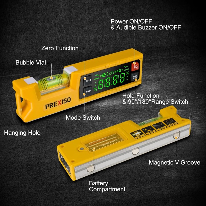 Magnetic Digital Level Digital Protractor 7" Angle Finder 0-90° 0-180° w/Bubbles gallery