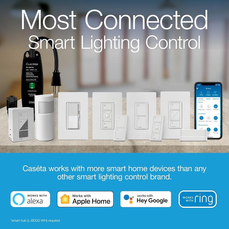 Claro Smart Light Switch w/ Wall Plate for Caseta Lighting, for LED Lights, F... gallery