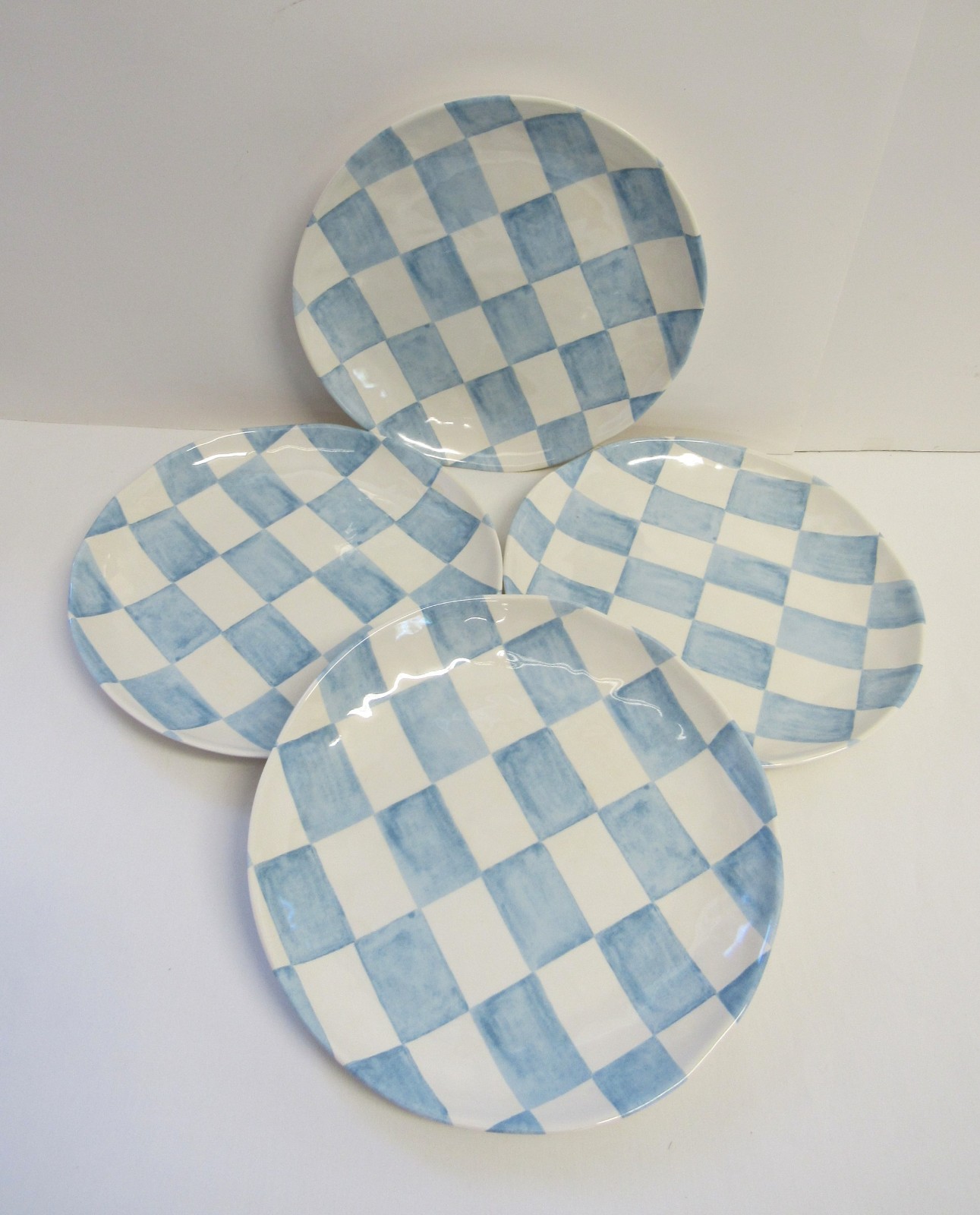 Blue & White Checkerboard 9 inch Melamine Salad Plates - Set of 4 - NWOT gallery