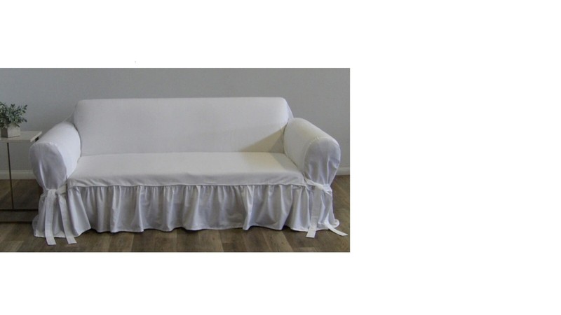 Cotton Dock Ruffled Round Arm Sofa/Loveseat/Chair Slipcover AMY 3 COLORS gallery