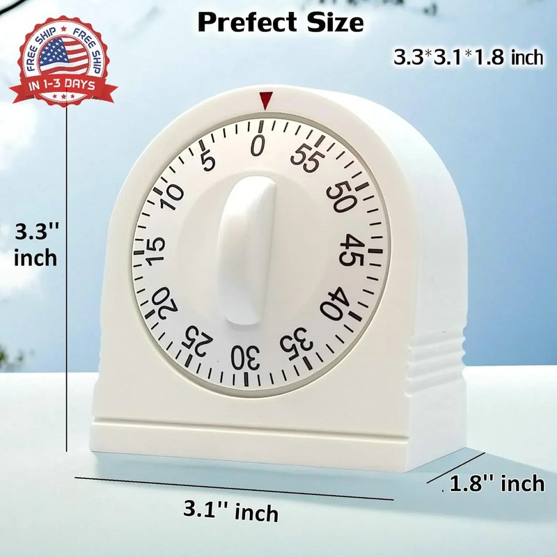 60 Minute Wind Up Timer, Visual Mechanical Timer with Loud Alarm, Manual Countdo gallery