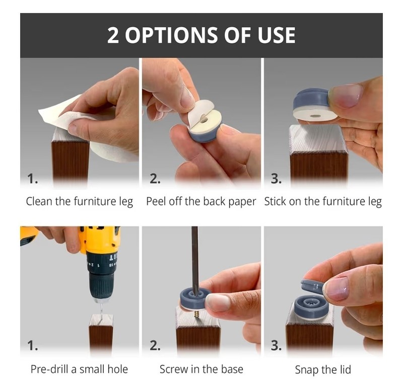 Chair Glides X-Protector – 1" -16 Pcs Screw-on Premium Chair Furniture Gliders gallery