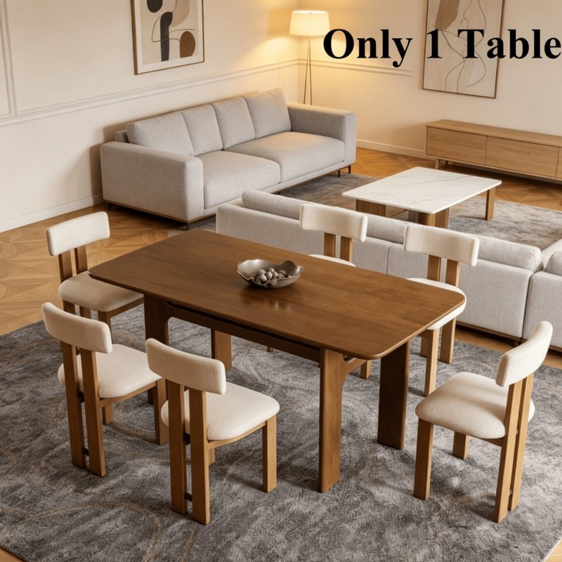 63 IN Long Rectangular Walnut Dining Table for 4-6 Seats with Heavy Duty Legs gallery