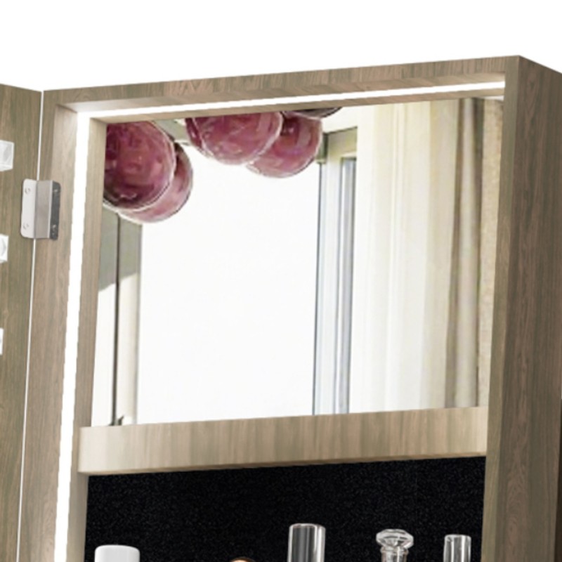 360°Cloakroom Full Length Mirror Space-Saving Mirror For Living Room in Brown gallery