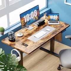 55″ Rust Brown Modern Height Adjustable Electric Standing Desk Home Office Table