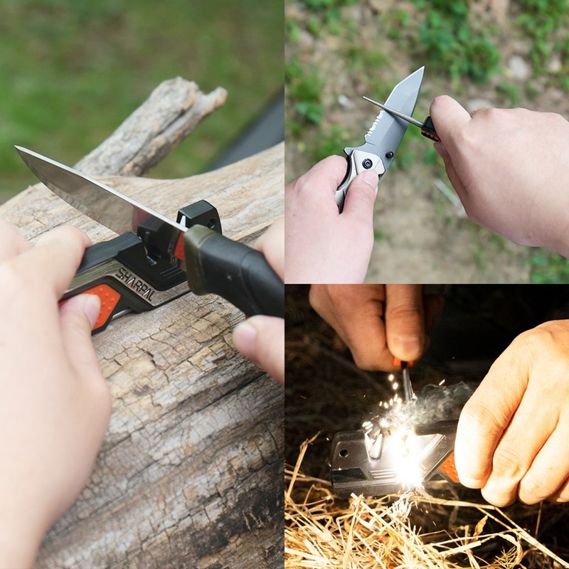 SHARPAL 6-In-1 Pocket Knife Sharpener&Survival Tool, with Fire Starter, Whistle gallery