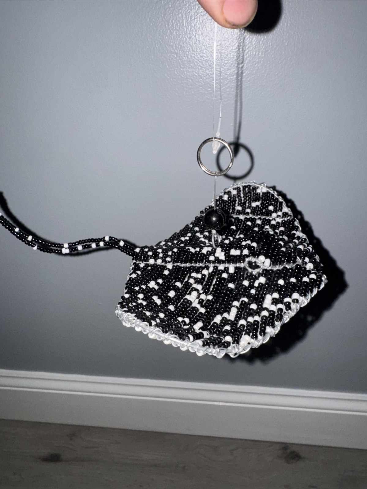 Beadworx : Hanging Stingray Baby Ray Cow Nose Bead Art Sculpture Coastal Decor gallery