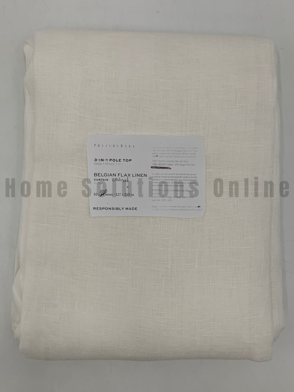 Pottery Barn Belgian Flax Linen Unlined Curtain White 50" x 108" #B7052 gallery
