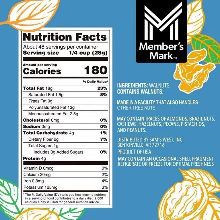 2 PACK - Member's Mark Natural Shelled Walnuts 3 lbs (Total 6 lbs) FREE SHIP!! gallery
