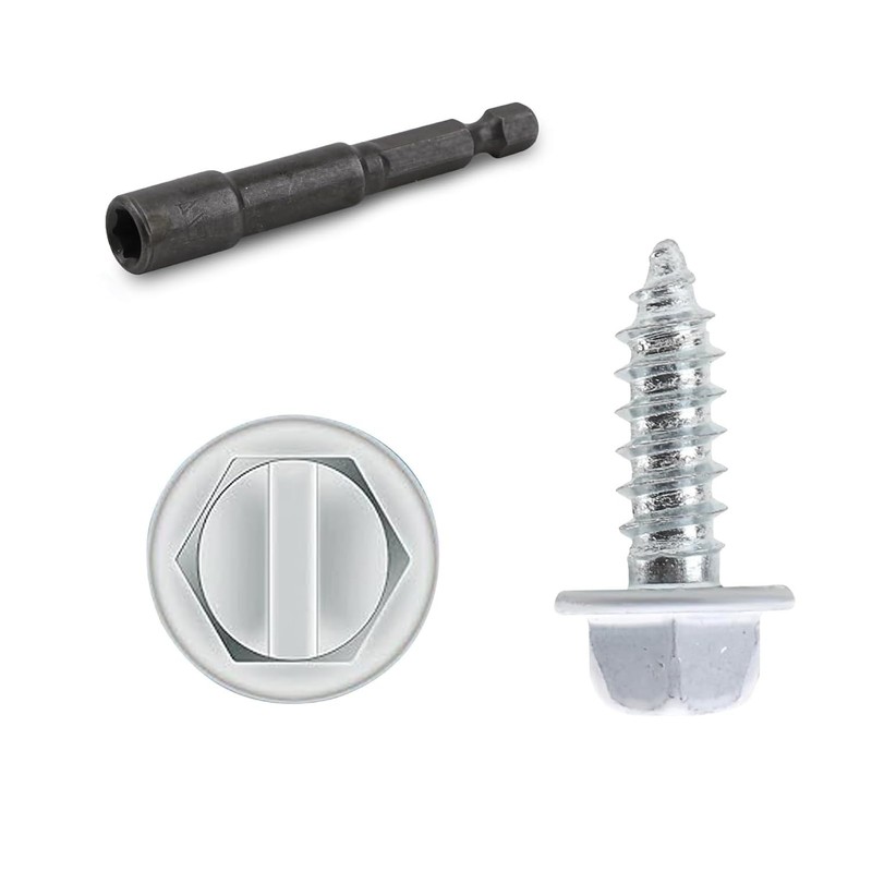 100 Pcs Slotted Hex Gutter Screws - Quality Carbon Steel, White Finish gallery