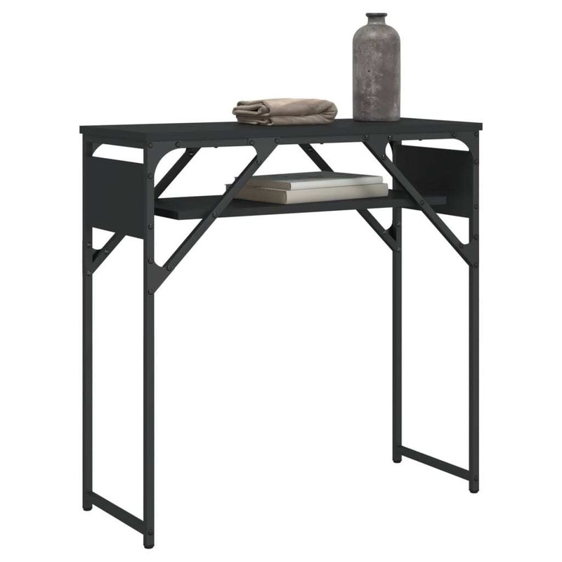 Console Table Black Engineered wood, metal 29.5x11.8x29.5 in gallery