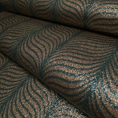 Emerald green copper bronze Natural Terra Mica Stone art deco feather Wallpaper