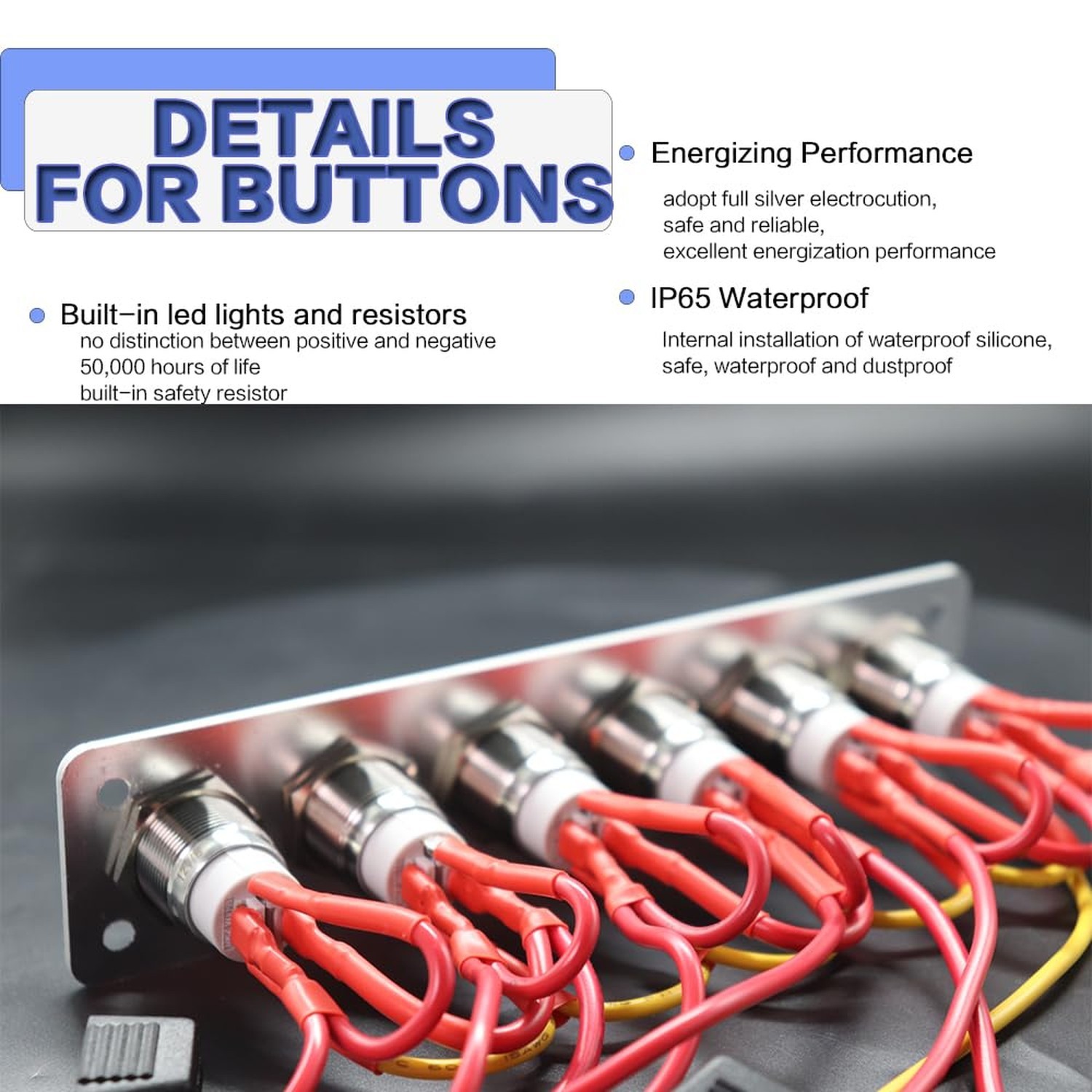 6 Gang Push Button Switch Panel Antioxidant Aluminum DC 12V Pre-Wired with Bl... gallery