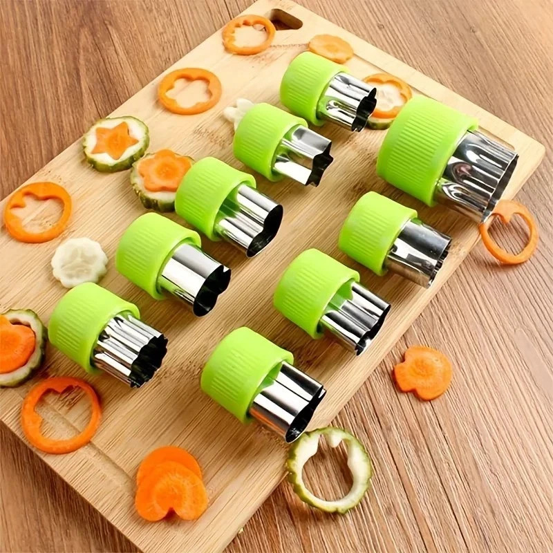 9-Pack Fruit & Veggie Cutter Set – Mini Cookie Shape Slicer Mold Stainless Steel gallery