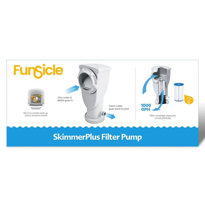 2-in-1 Filter Pump & Skimmer System 1000 GPH for Above Ground Pools, Clamps & Ho gallery