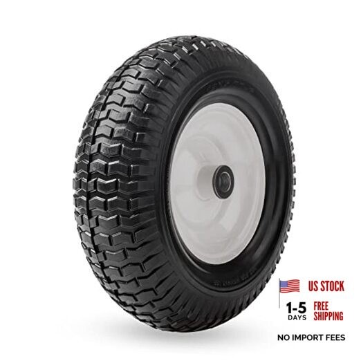 13" 5.00-6 Flat Free Solid Polyurethane Tire and Wheel Replacement, 1 Pack PU