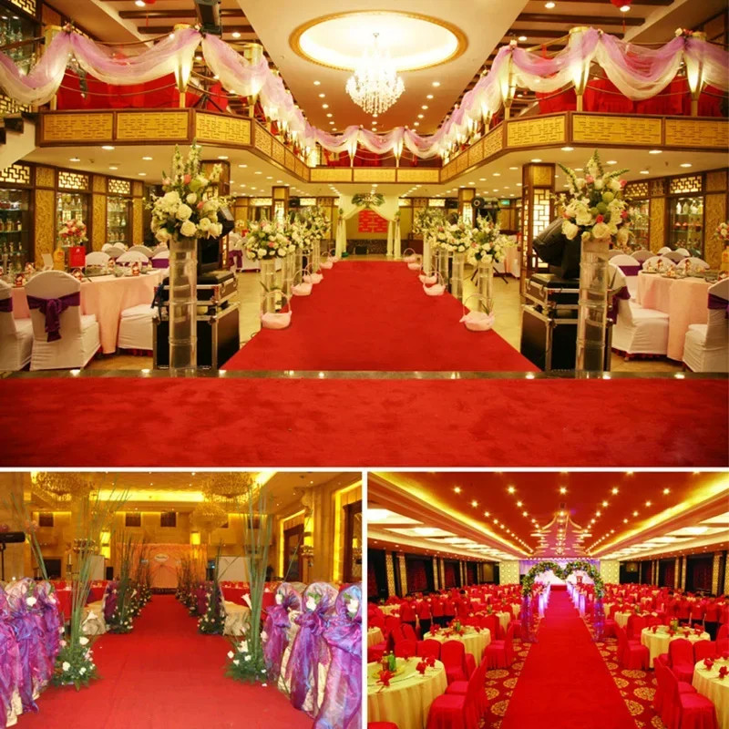 Red Solid Color Style Wedding Party Proposal Carpet Festival Event Corridor Carp gallery
