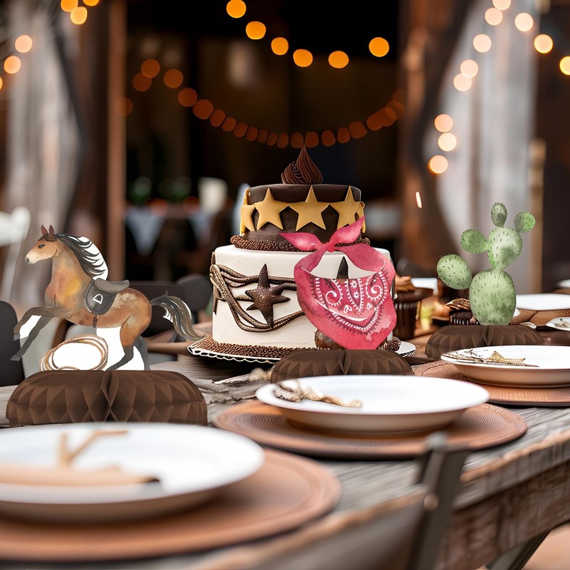 12 Pack Cowboy Party Table Decorations Western Theme Birthday Toppers gallery