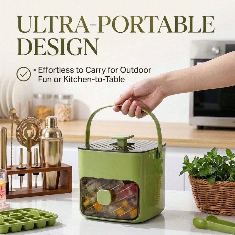 Portable Ice Cube Maker Machine with One-Touch Press Double Layer 48 Ice Cubes gallery