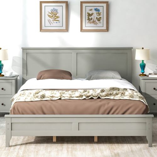 Solid Wood Platform Bed Frames with Headboard & Footboard Full/Queen/King Size gallery