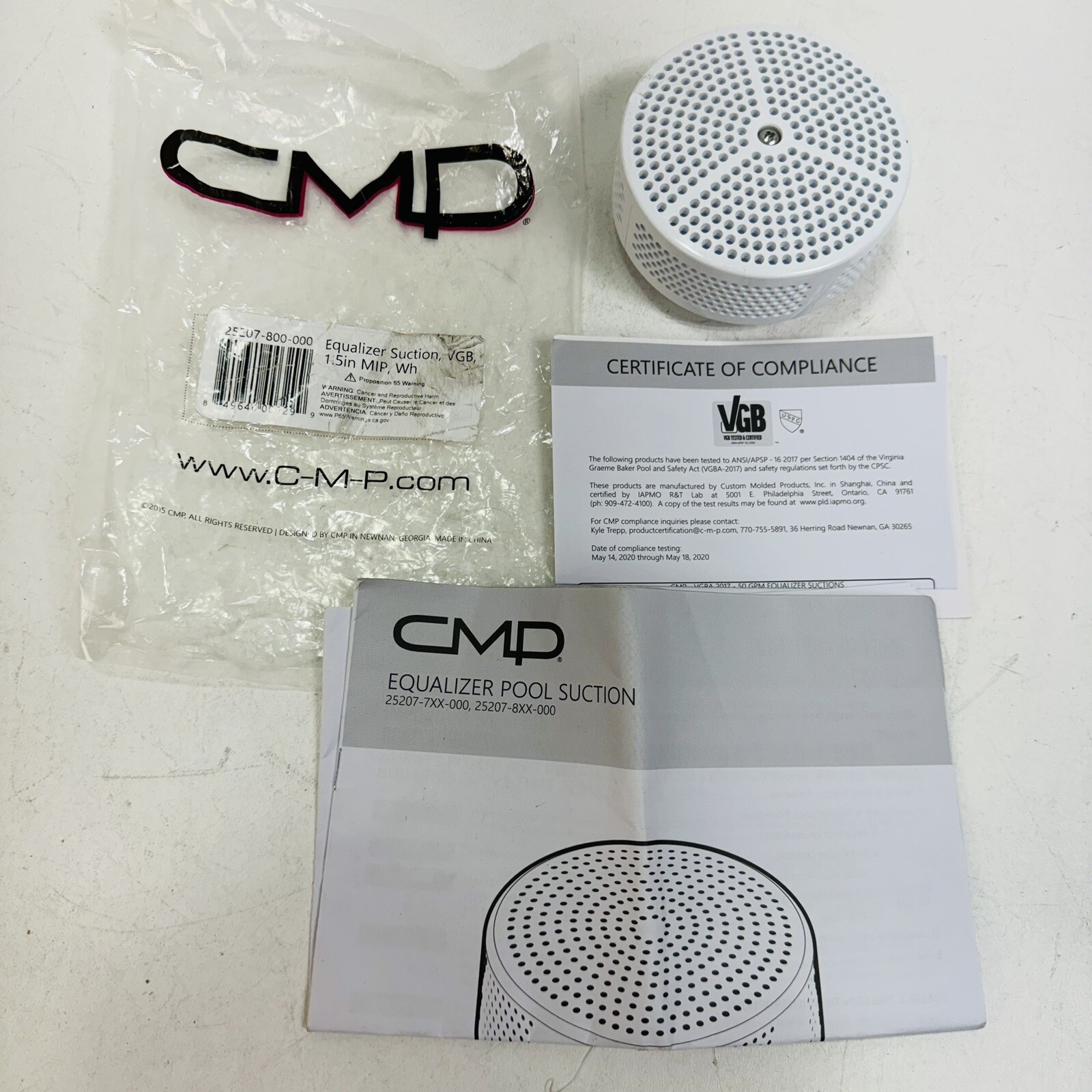 Custom Molded Products Equalizer Suction, Vgb, 1.5In Mip, White : 25207-800-000 gallery