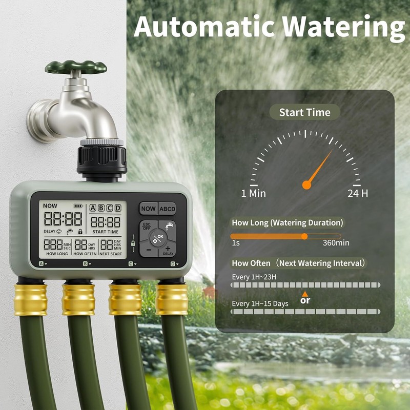 Smart Sprinkler Timer Programmable Water Timer for Garden Irrigation Auto 4 Zone gallery