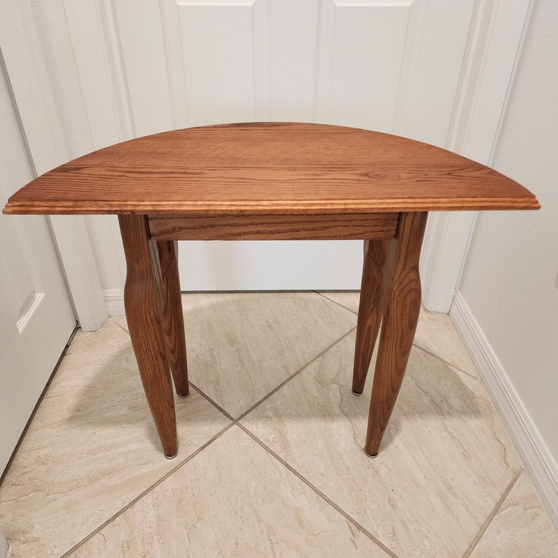 Vintage Demilune Console Table Unique Mid-Century Shaped Legs Solid Wood 24"H gallery